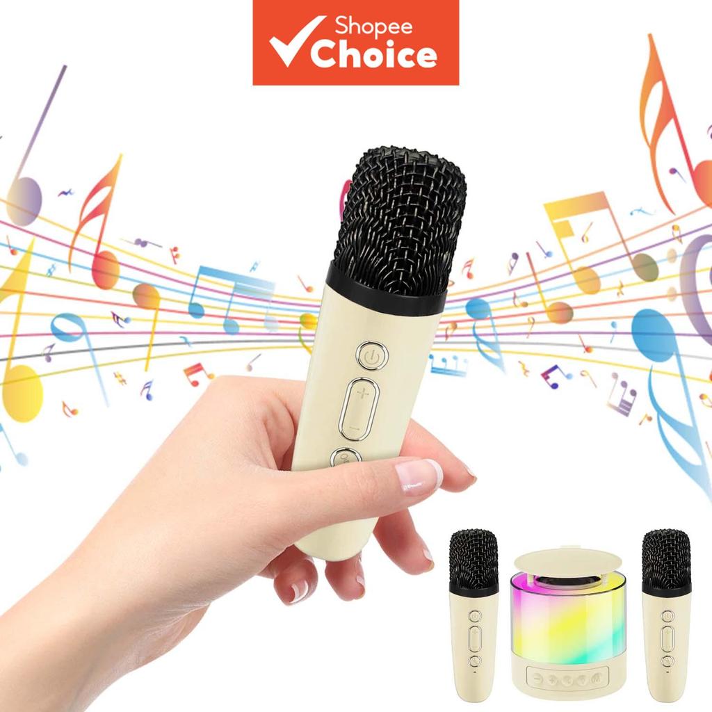 Mini Máquina de Karaokê Bluetooth portátil com 2 microfones sem fio para crianças e adultos