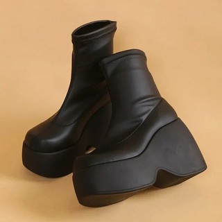 Botas femininas de marca, estilo gótico, com plataforma, botas de cano curto, alta qualidade, confortáveis para caminhar