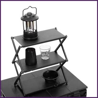 Rack De Armazenamento De Acampamento 3 Camadas Dobrável Organizador Portátil Mesa Para Barraca Ao Ar Livre RV Piquenique