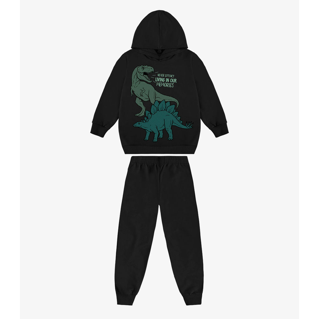 Kit Conjunto Blusão Com Capuz E Calça Rovi Kids Preto