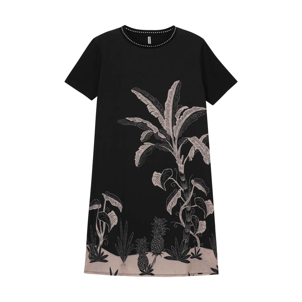 Vestido Feminino Curto Estampado Marialícia Preto · foto 2