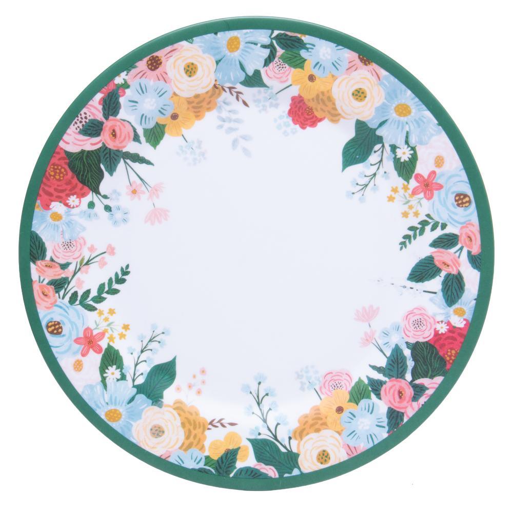 Prato Raso 27cm Vale Florido Colorido Melamina Lyor para Refeições Mesa Posta Leve Resistente Prático Uso Diário Avulso