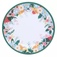 Prato Raso 27cm Vale Florido Colorido Melamina Lyor para Refeições Mesa Posta Leve Resistente Prático Uso Diário Avulso
