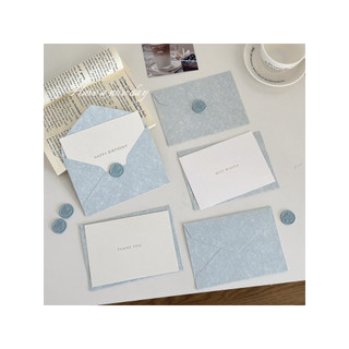 Conjunto avançado de envelope azul neblina, textura de ovelha, cartão de felicitações, envelope de bênção de aniversário