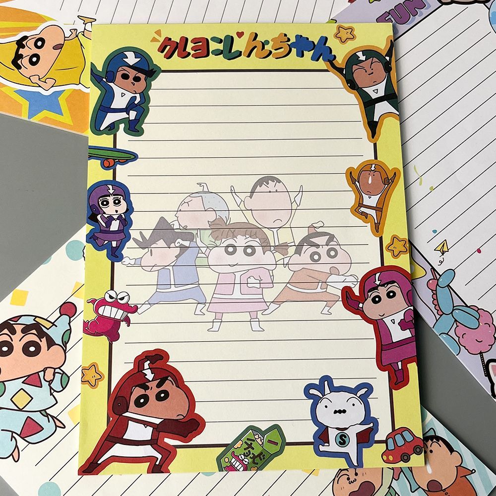 Desenhos animados dos desenhos animados Crayon Shin-Chan série bonito estudante aprendizagem papel carta cópia digestiva