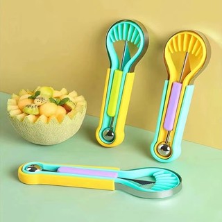 Colher de bola de escavação de melancia em aço inoxidável, ferramenta de escultura de frutas de melão de duas cabeças, d