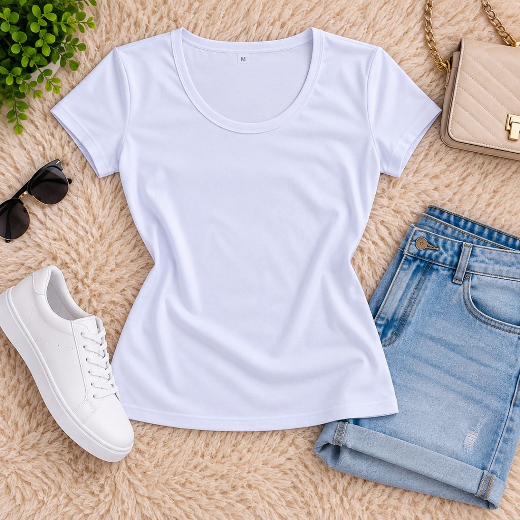 Camiseta T-Shirt Baby Look Feminina Básica Viscolycra com Elastano Qualidade Premium Suave Macio Conforto e Estilo