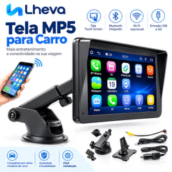 Central Multimídia Automotiva MP5 7 Polegadas Touch – CarPlay Android Auto Bluetooth 5.0 USB FM E Câmera De Ré