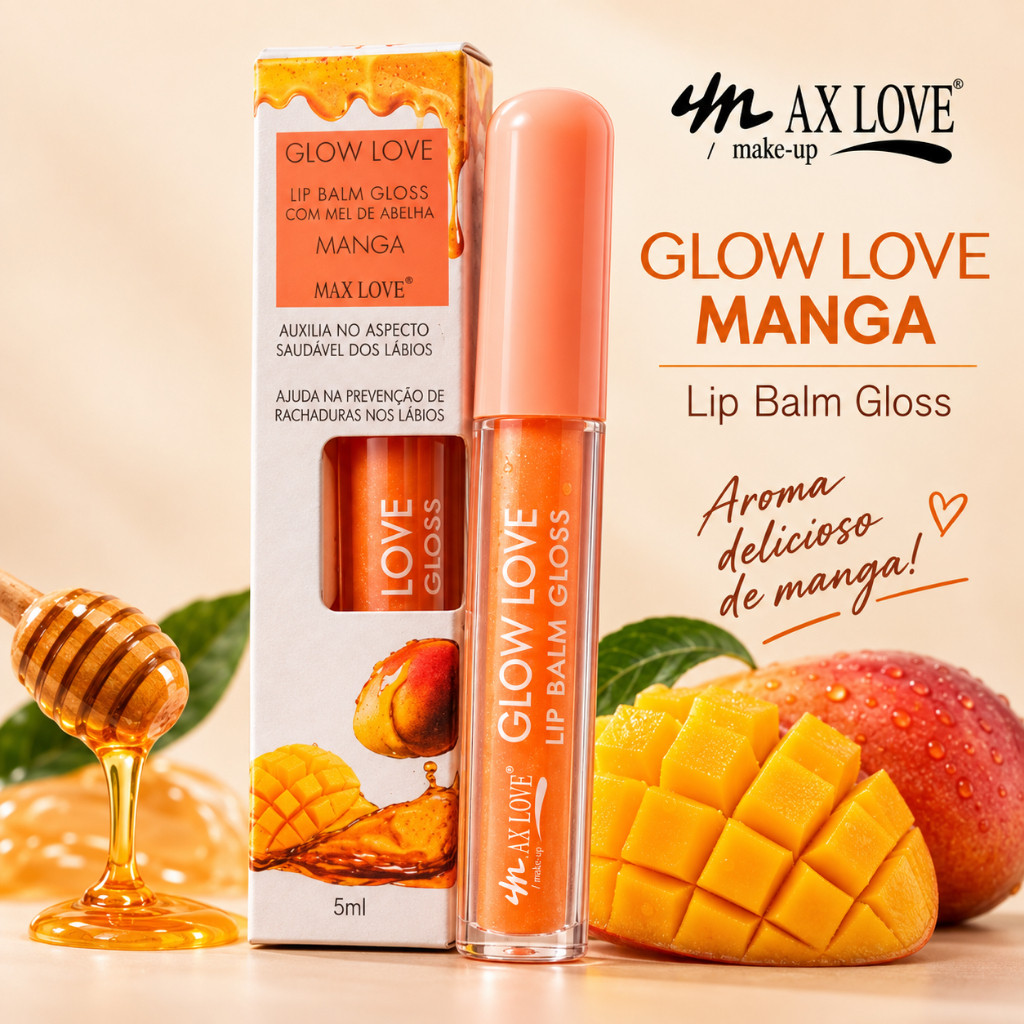 Lip Balm Glow Love Manga Max Love – Cuidado Labial Diário com Aplicação Prática para sua Rotina de Beleza