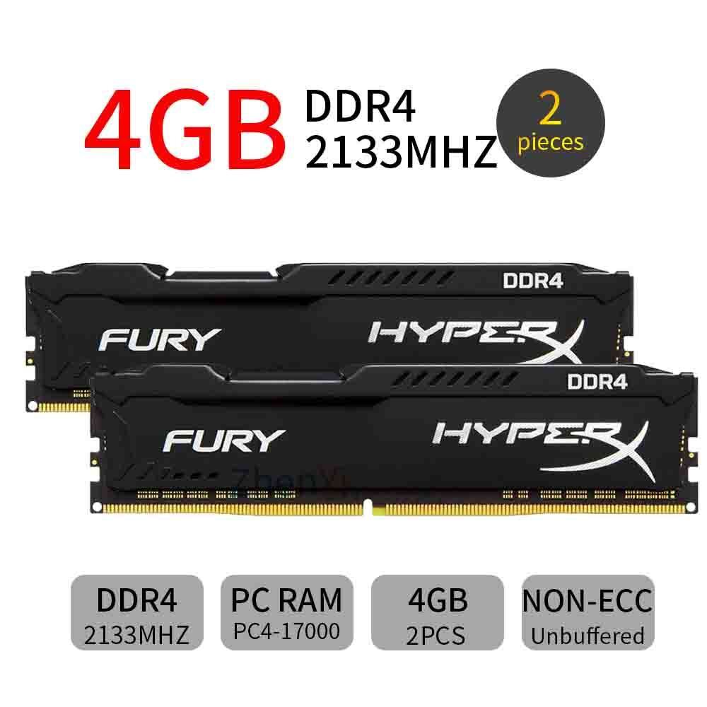 Kingston HyperX Fury 8 Gb 2x4 DDR4 2133 Mhz PC4-17000 CL14 Memória RAM Para PC De Mesa