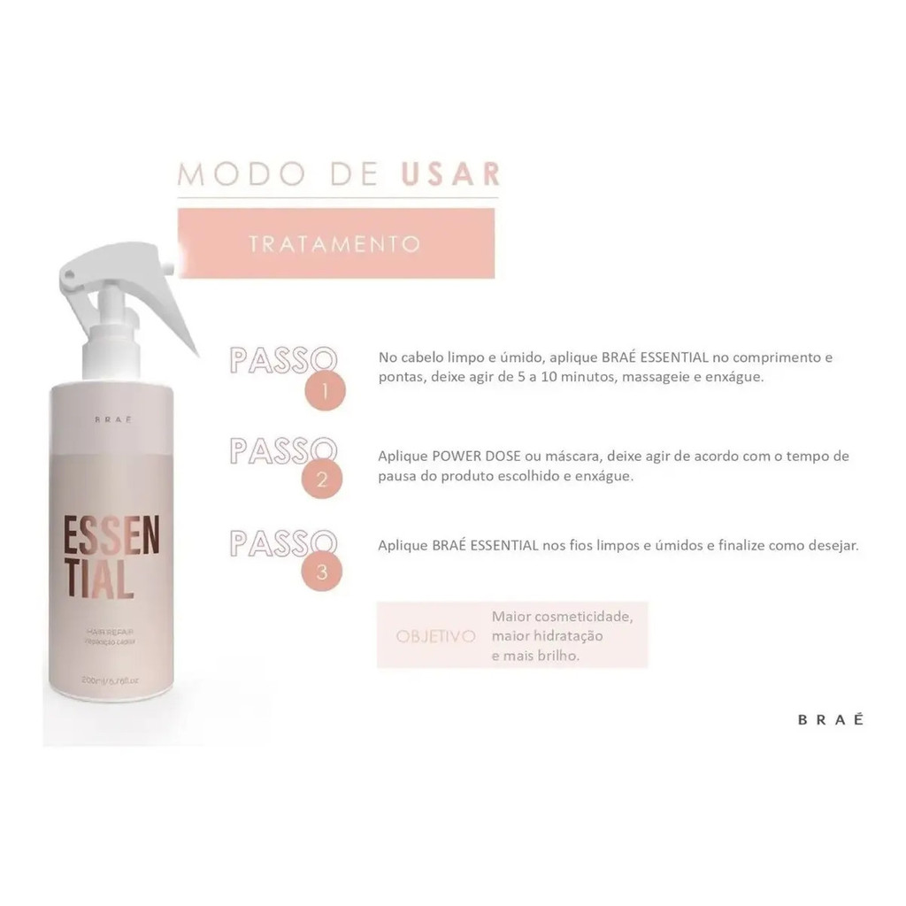 Fluído Reparador Essential Braé Hair Repair Spray 260ml — imagem 2 de 2