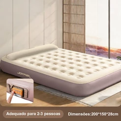 Colchão Inflável Queen JOYFOX com Bomba Recarregável 3 Min 300kg Colchão de Ar com Travesseiro para Casa Camping Hóspede