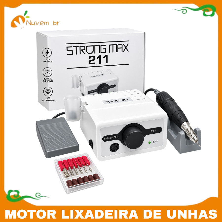 Motor Lixadeira De Unhas Strong Max 211 Nail Designer/Podologia - NUVEM