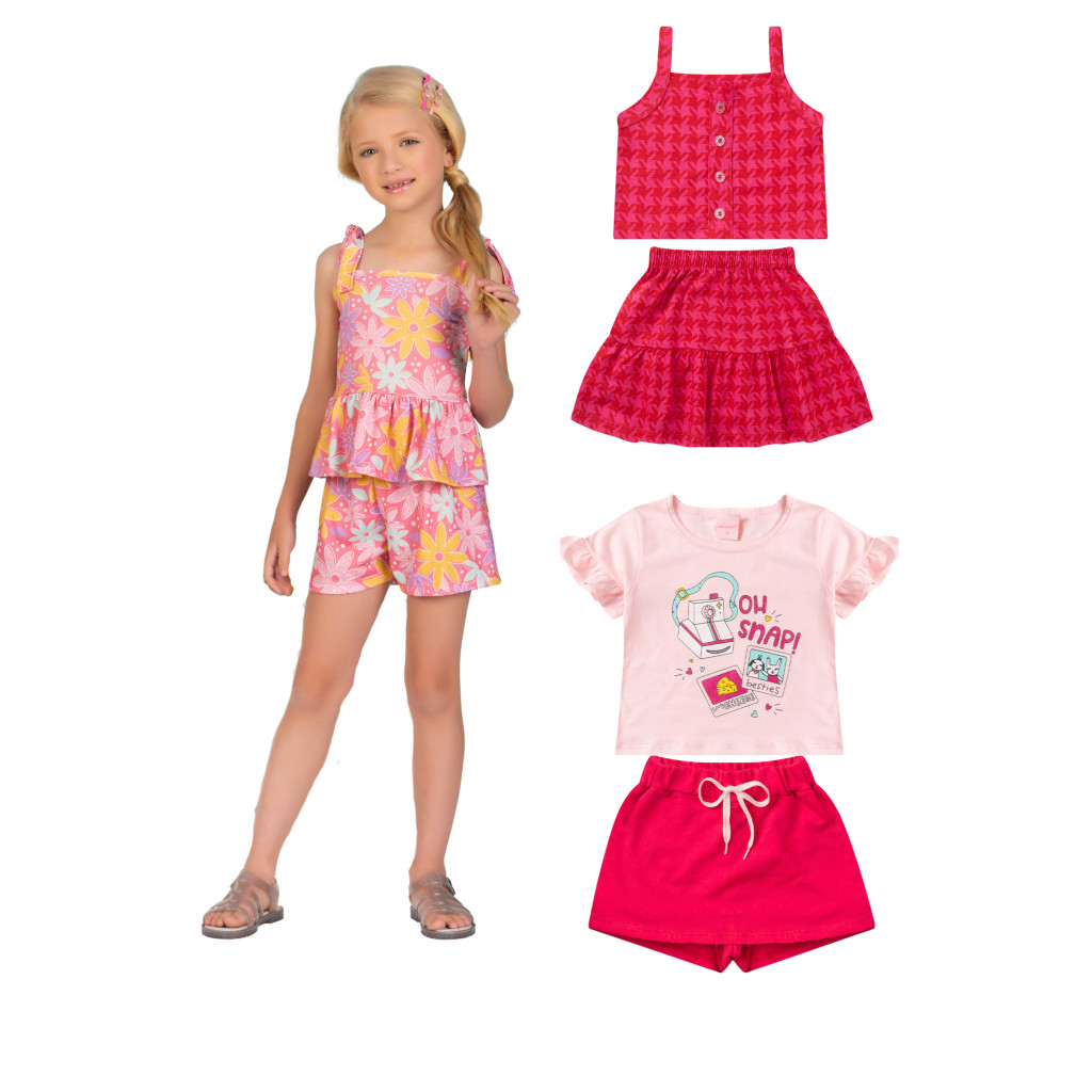 Kit Sortido 2 Peças de Roupas Infantil Verão- 1 Camisa + 1 Short