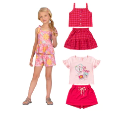 Kit Sortido 2 Peças de Roupas Infantil Verão- 1 Camisa + 1 Short