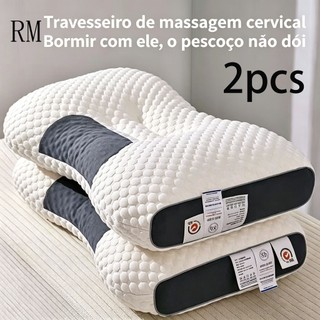 Kit 2 travesseiros cervicais ortopédicos ergonômicos, macio e confortável. Alivia dores, melhora a postura da coluna