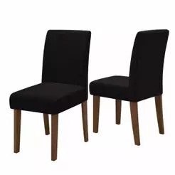 Conjunto Com 2 Cadeiras Estofada Sala de Jantar Trieste Siena Cedro / Marrom Dobuê