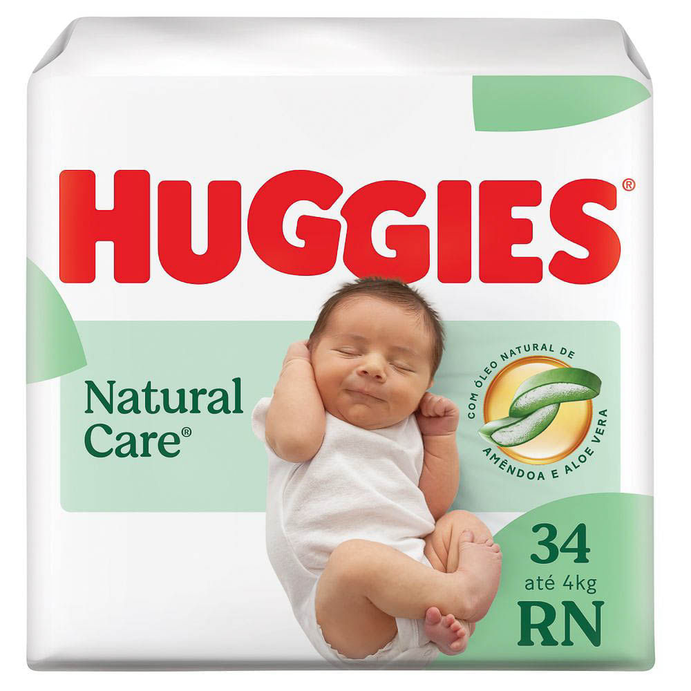 Fralda Premium Huggies Natural Care RN 34 Unidades