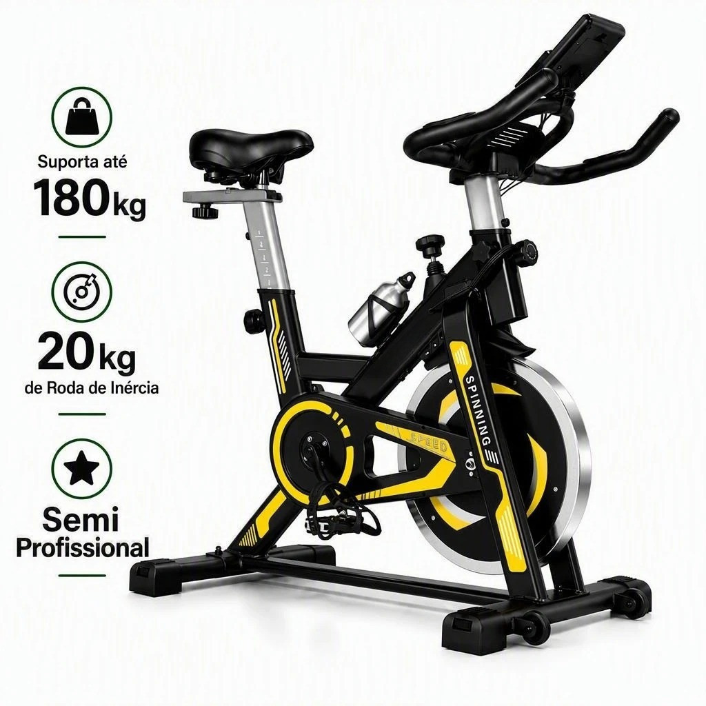 Bicicleta Ergométrica Roda De 20KG Inércia Profissional Spinning Academia - Suporta Até 180kg