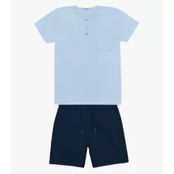Conjunto Infantil Camiseta Com Bermuda Trick Nick Azul