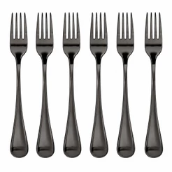 Garfo Mesa Inox Preto Kit 6 Unidades Jogo Talheres Jantar Espelhado Restaurante Cozinha