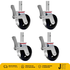 Kit 4 Rodízios para Andaime Giratórios com Freio Total 1200kg JST 6x2 Pol