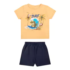 Conjunto Bebê Menino Meia Malha Elian Amarelo