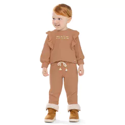 Conjunto Longo Infantil Menina Babados Colorittá Marrom
