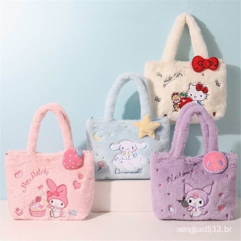 Kawaii Canela Tote Plushie Bolsa De Ombro Para Messenger Kuromi Maquiagem