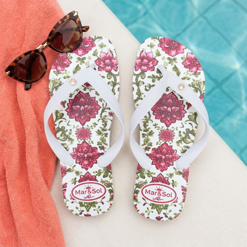 Chinelo Feminino de Dedo Estampado Barato Macio Confortável Antiderrapante Praia