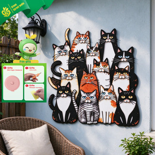 Novo produto engraçado grupo de gatos ferro decoração da parede pintura Metal dos desenhos animados pendurado na parede 