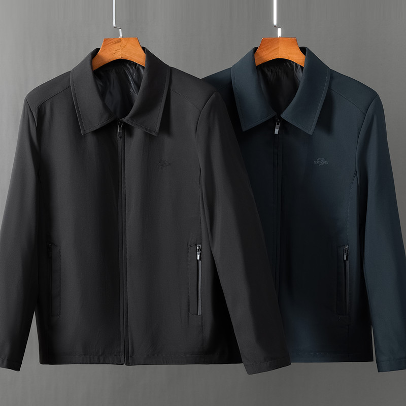 Pai jaqueta primavera meia-idade idosos lapela jaqueta masculina primavera outono solto vovô Casual topo