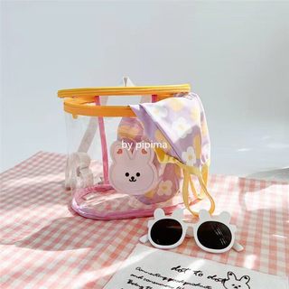 Ass mãe crianças saco de escola do bebê transparente geléia mochila urso dos desenhos animados à prova dwaterproof água 