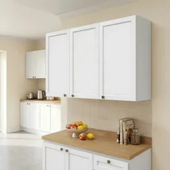 Armário de Cozinha Aéreo 3 Portas 120cm Unna Yescasa Branco Branco
