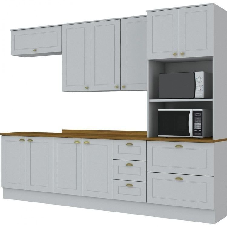 Cozinha Completa Modulada 5 Peças 10 Portas 4 Gavetas Emily Espresso Móveis Branco/HP/Nature Branco HP/Nature · foto 2