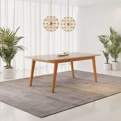 Mesa Retangular 6 Lugares Elegance Candian 1,80 x 0,90 Branco/Cinamomo/Off Cinamomo/Off White