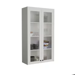 Cristaleira 80cm 2 Portas com Vidro Cozinha Sevilha Branco/Artico Branco Ártico