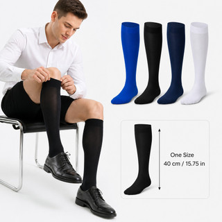 Meias Masculinas , Sociais De Tubo Médio De Elastano Longas E Elásticas Até O Joelho , Para Todas As Estações