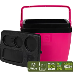 Caixa Térmica 12 Litros Rosa e Preto Bel