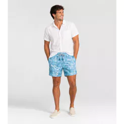 Bermuda Masculina Estampada Tactel Força Do Mar Azul