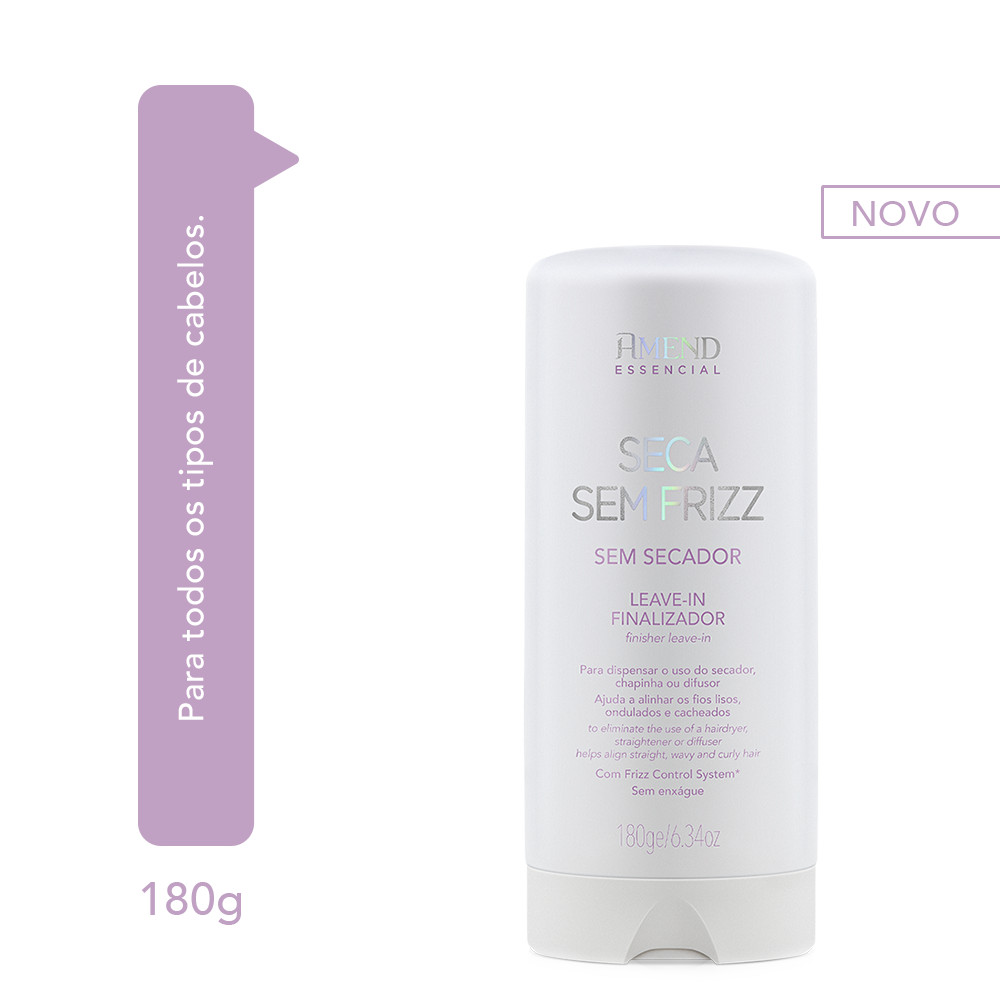 Leave-in Amend Essencial Seca Sem Frizz 180ml | Alinhamento Natural & Proteção Térmica em Oferta na Shopee