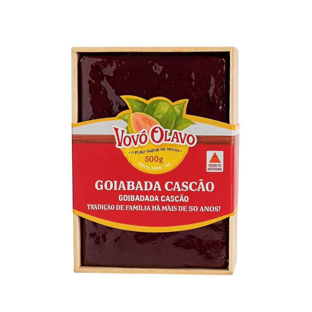 Goiabada Cascão Vovô Olavo 500g – Barra com Caixa de Madeira | Sabor de Minas