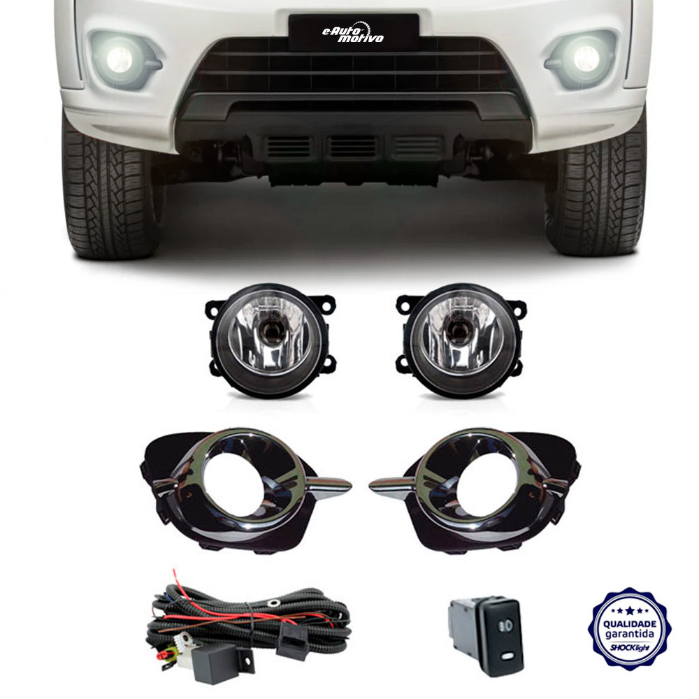 Farol de Milha Mitsubishi L200 Triton 2014 a 2017 Shocklight Auxiliar Neblina Botão Original Kit