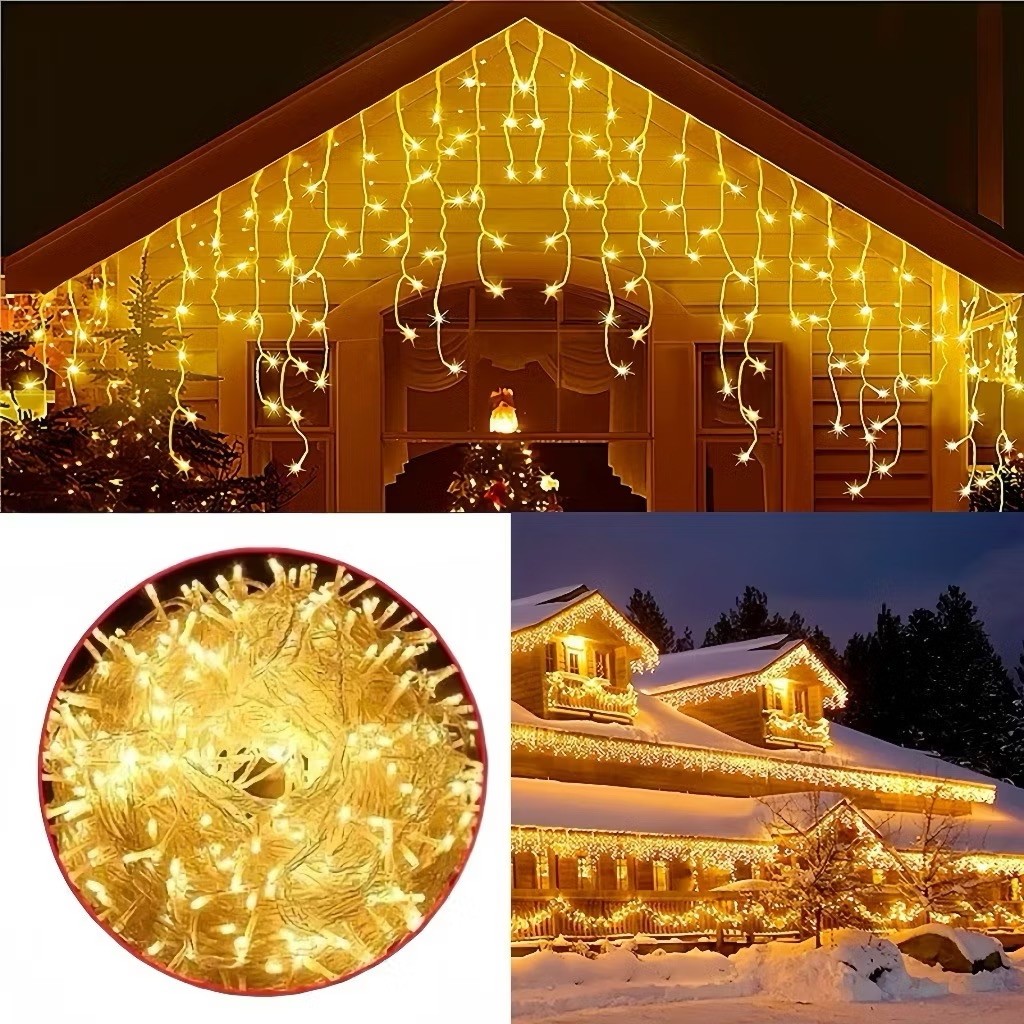 Cascata 100 Lâmpadas Led Com 8 funções e 2.5M X 0.5 metros Pisca Pisca Decoração Natal