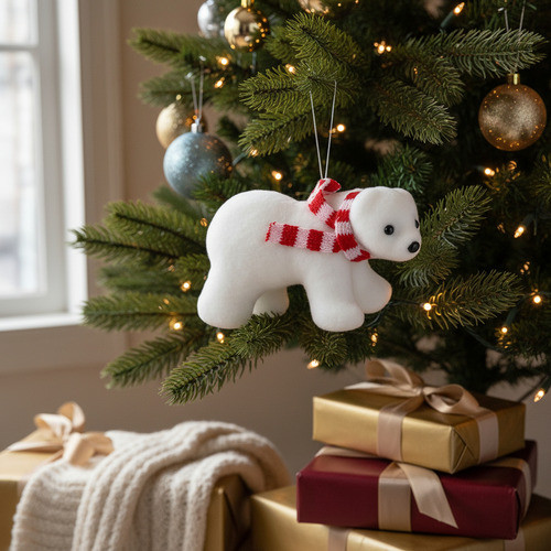 Enfeite Natal Urso Polar Branco Isopor Wincy NTD13005