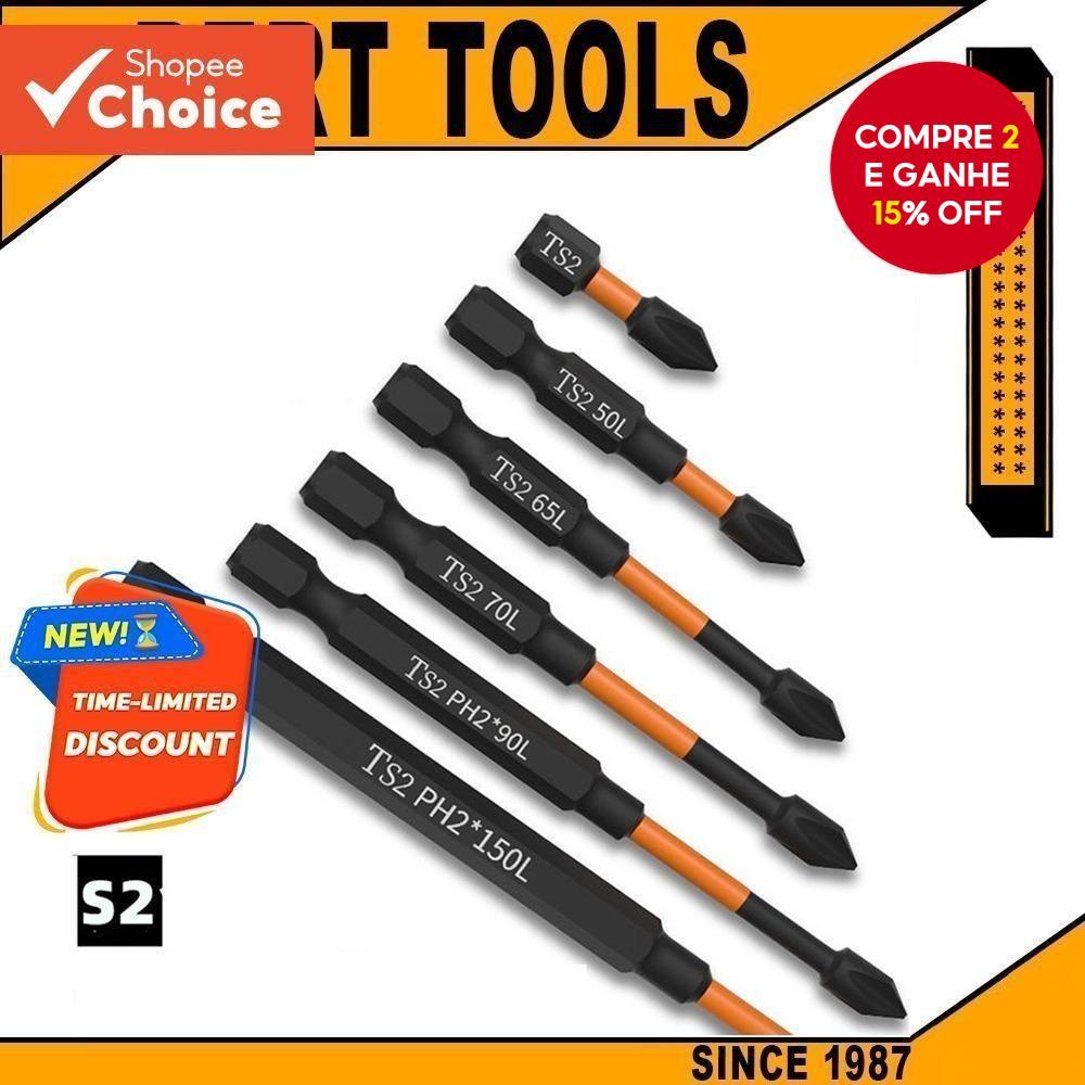 Conjunto De Chave De Fenda PH2 Cabeça De Lote Magnético Impacto Cruz Forte Dureza Alta 25/50/65/70/90/150mm