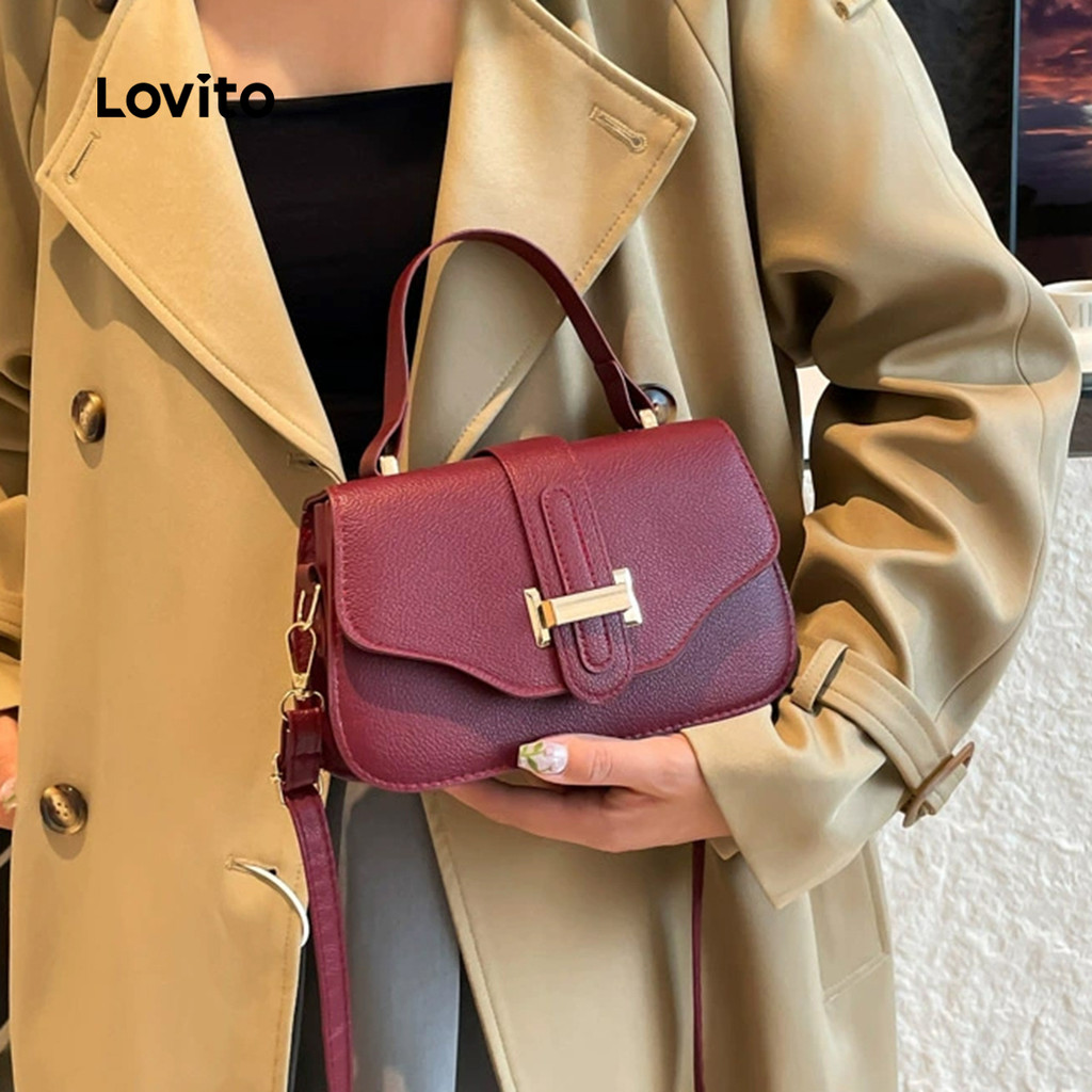 Detalhes do Lovito Refine Bolsa de Ombro Feminina Pequena Casual com Fivela de Metal LFA98047