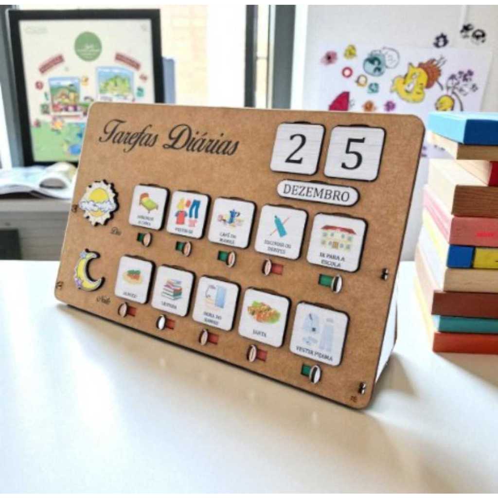 Quadro rotina infantil educativo tarefas organizadora lúdica em Oferta na Shopee