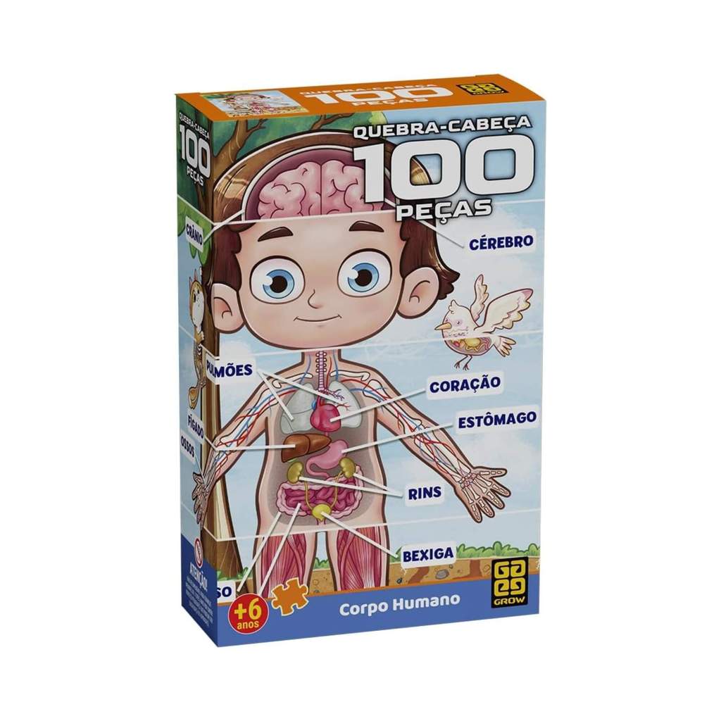 Quebra-cabeça 100 peças Corpo Humano Grow - 04919 em Oferta na Shopee