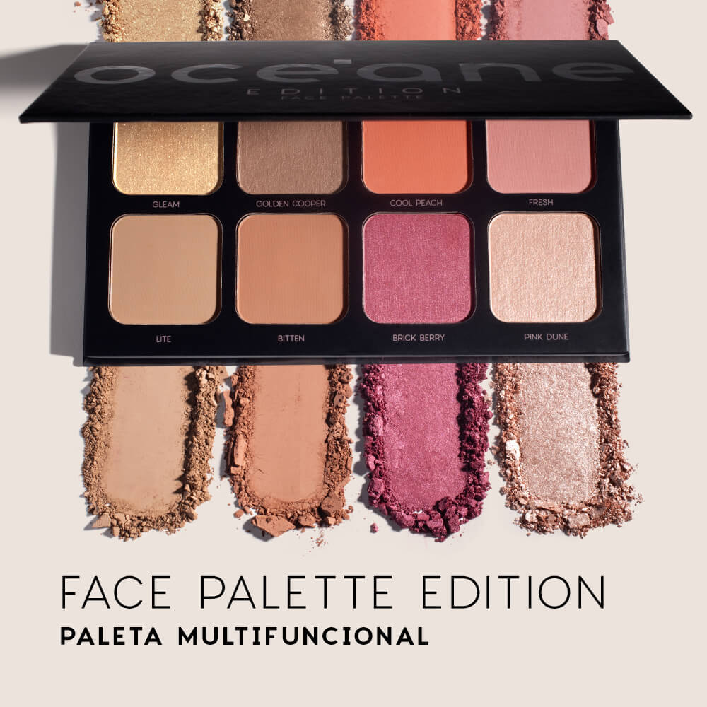 Kit paleta multifuncional face palette, batom vermelho, lápis labial vermelho e caneta delineadora